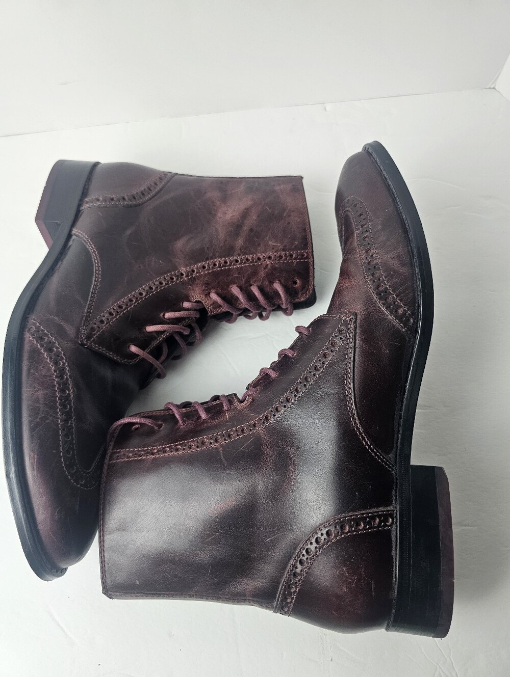Men's‎ Cole Haan Air Colton Leather Wingtip Ankle Boots 8.5M Wine Black Cherry
